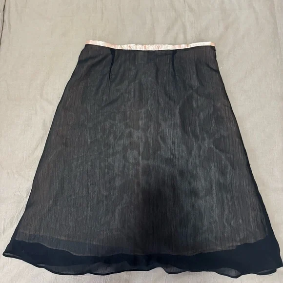 Connection 18 Black Sequined‎ Floral Sheer Overlay Skirt | Size L | Side Zip - Picture 2 of 4